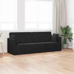 vidaXL Vloerslaapbank Zwart 213 x 70 x 77 cm Fluweel