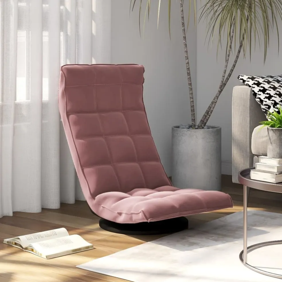 vidaXL Vloerstoel draaibaar fluweel roze