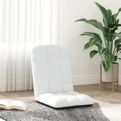 vidaXL Vloerstoel inklapbaar 71x51x62 cm stof wit