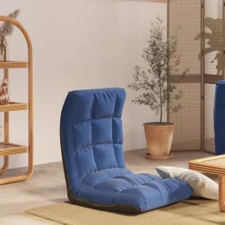 vidaXL Vloerstoel inklapbaar stof blauw