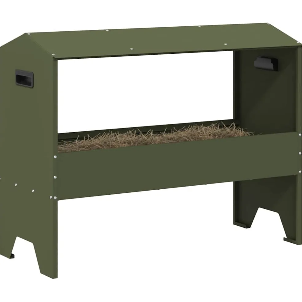 vidaXL Voederbak voor vee Olijfgroen 79 x 35 x 62 cm 15 kg