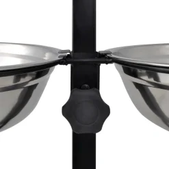 vidaXL Voerstand en kom met hondenvoer Zilver en Zwart 57,5 x 26 cm