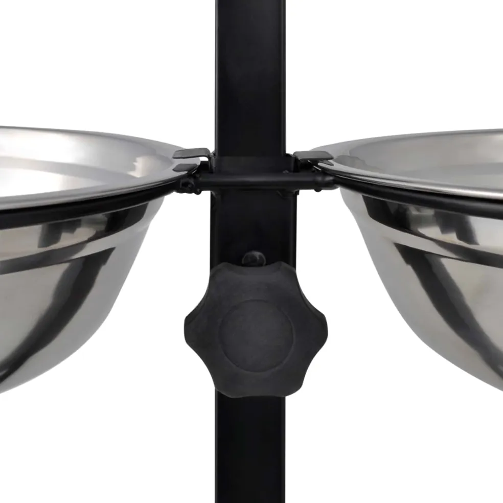 vidaXL Voerstand en kom met hondenvoer Zilver en Zwart 57,5 x 26 cm
