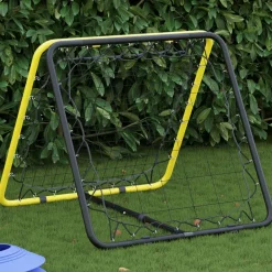 vidaXL Voetbalrebounder dubbelzijdig verstelbaar staal geel en zwart
