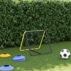 vidaXL Voetbalrebounder dubbelzijdig verstelbaar staal geel en zwart