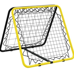 vidaXL Voetbalrebounder dubbelzijdig verstelbaar staal geel en zwart