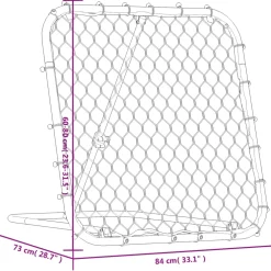 vidaXL Voetbalrebounder verstelbaar 84x73x60-80 cm staal zwart