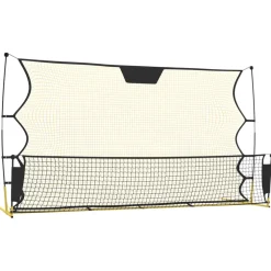 vidaXL Voetbal reboundnet 183x85x120 cm polyester zwart en geel