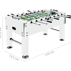 vidaXL Voetbaltafel 60 kg 140x74,5x87,5 cm staal wit