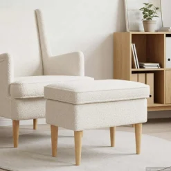 vidaXL Voetenbank Crèmekleurig 55 x 35 x 41 cm Bouclé