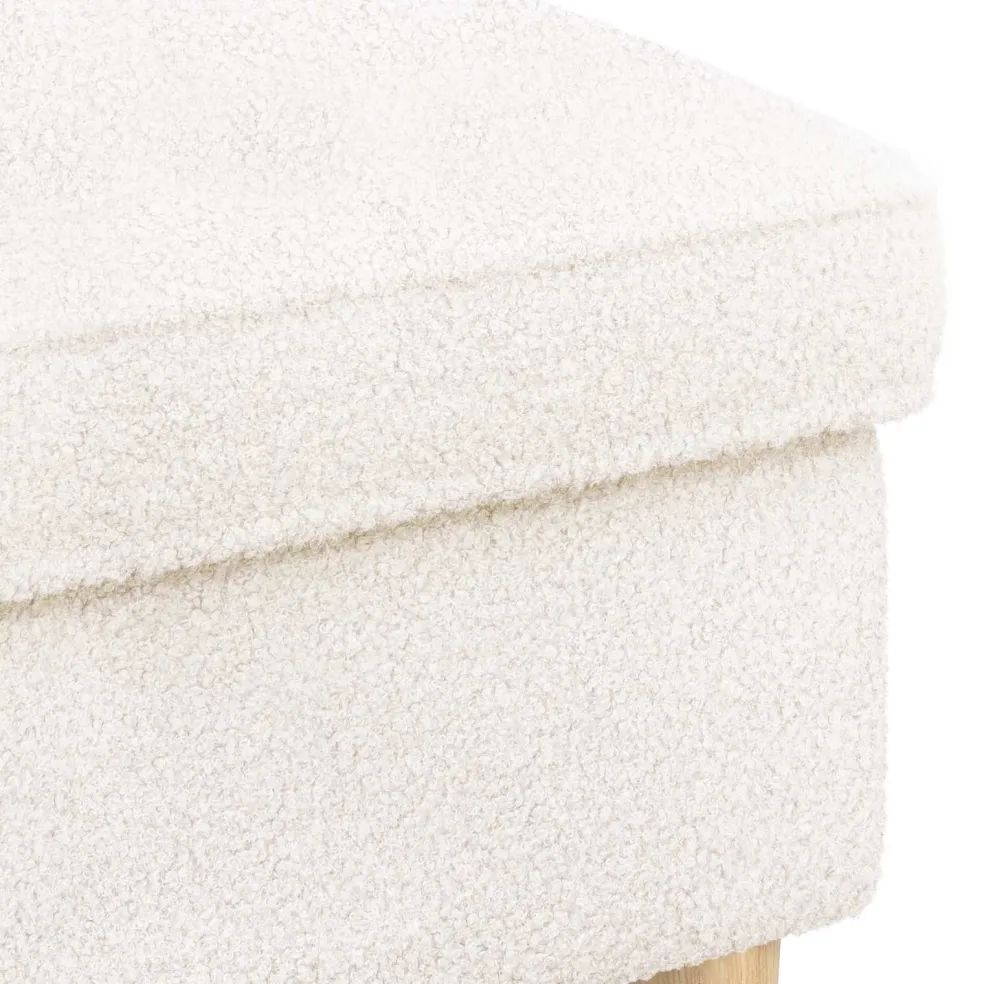 vidaXL Voetenbank Crèmekleurig 55 x 35 x 41 cm Bouclé