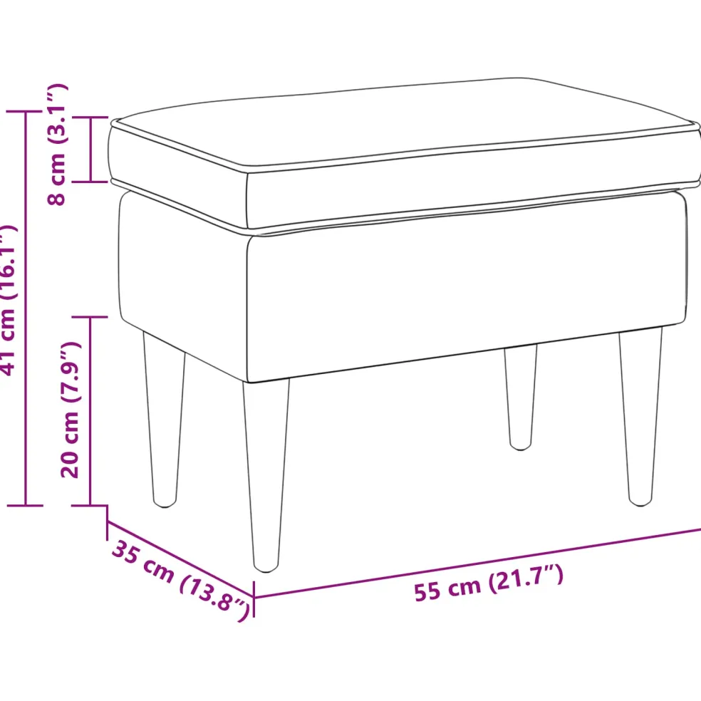 vidaXL Voetenbank Lichtgrijs 55 x 35 x 41 cm Stof