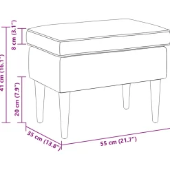 vidaXL Voetenbank Lichtgrijs 55 x 35 x 41 cm Polyester