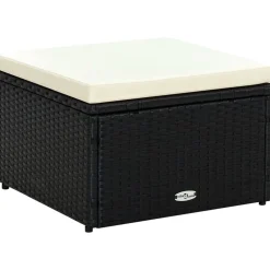 vidaXL Voetenbank/poef zwart 53x53x30 cm poly rattan