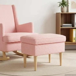 vidaXL Voetenbank Roze 55 x 35 x 41 cm Bouclé