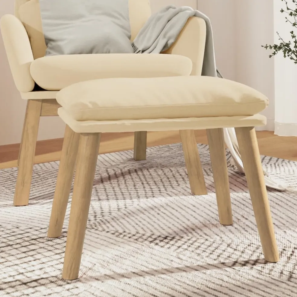 vidaXL Voetenbank 45x29,5x35 cm fluweel crèmewit
