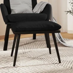 vidaXL Voetenbank 45x29,5x35 cm stof en kunstleer zwart