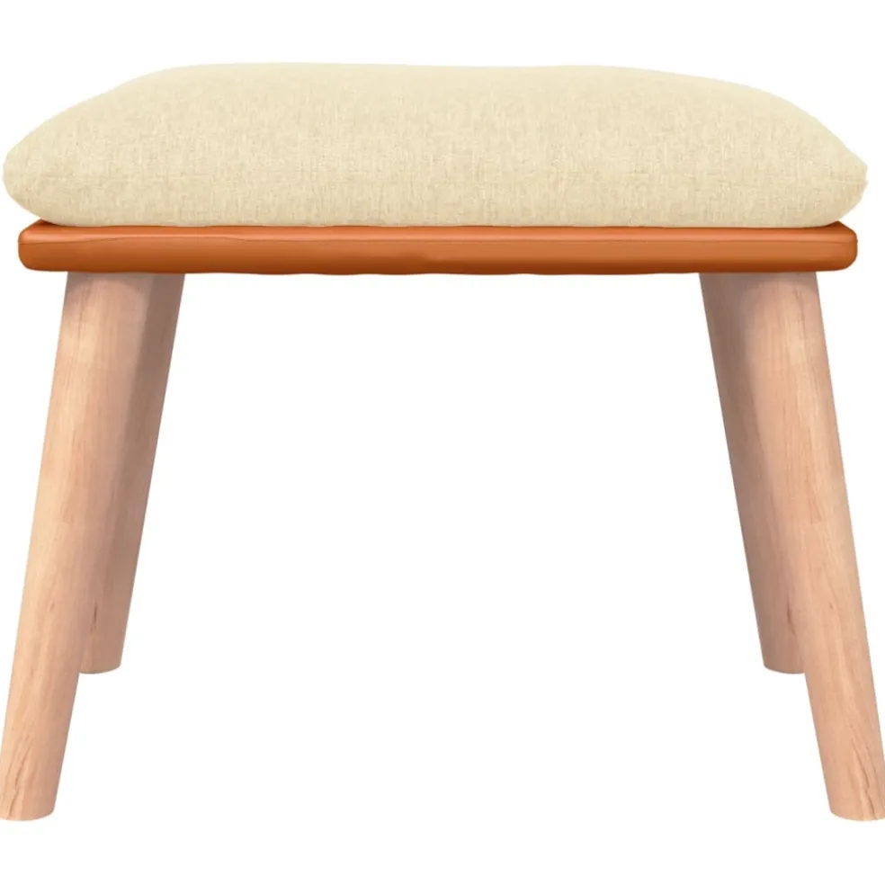 vidaXL Voetenbank 45x29,5x35 cm stof en kunstleer crèmekleurig
