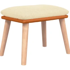 vidaXL Voetenbank 45x29,5x35 cm stof en kunstleer crèmekleurig