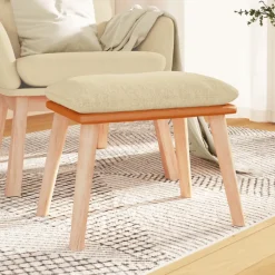 vidaXL Voetenbank 45x29,5x35 cm stof en kunstleer crèmekleurig