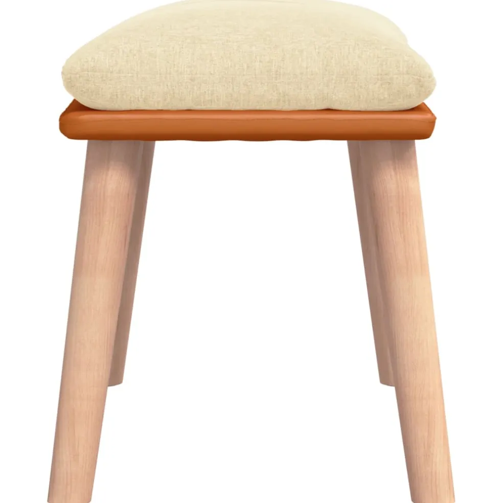 vidaXL Voetenbank 45x29,5x35 cm stof en kunstleer crèmekleurig