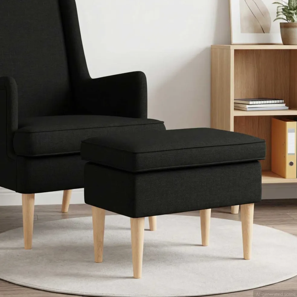 vidaXL Voetenbank Zwart 55 x 35 x 41 cm Stof