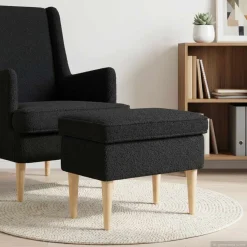vidaXL Voetenbank Zwart 55 x 35 x 41 cm Bouclé