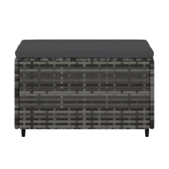 vidaXL Voetensteun met kussen poly rattan grijs