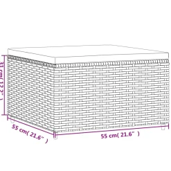 vidaXL Voetensteun met kussen poly rattan grijs