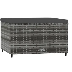 vidaXL Voetensteun met kussen poly rattan grijs