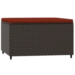 vidaXL Voetensteun met kussen poly rattan bruin