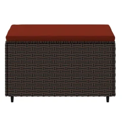 vidaXL Voetensteun met kussen poly rattan bruin