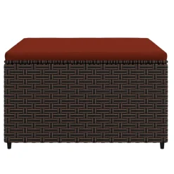 vidaXL Voetensteun met kussen poly rattan bruin
