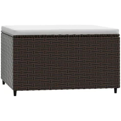 vidaXL Voetensteun met kussen poly rattan bruin