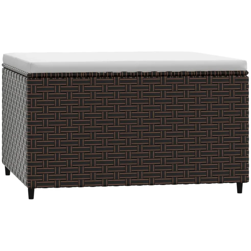 vidaXL Voetensteun met kussen poly rattan bruin