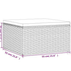 vidaXL Voetensteun met kussen poly rattan bruin