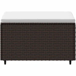 vidaXL Voetensteun met kussen poly rattan bruin