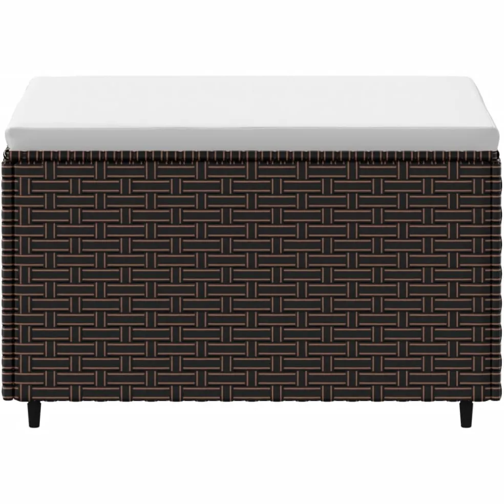 vidaXL Voetensteun met kussen poly rattan bruin