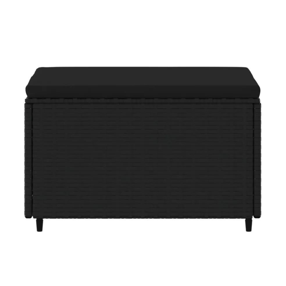vidaXL Voetensteun met kussen poly rattan zwart
