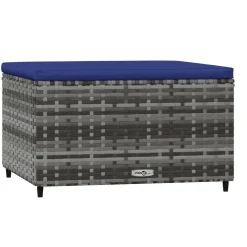vidaXL Voetensteun met kussen poly rattan grijs