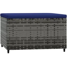 vidaXL Voetensteun met kussen poly rattan grijs