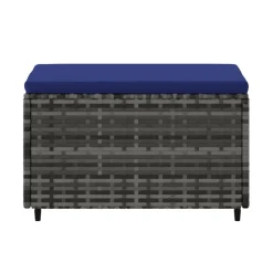 vidaXL Voetensteun met kussen poly rattan grijs