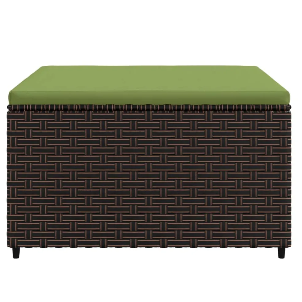 vidaXL Voetensteun met kussen poly rattan bruin