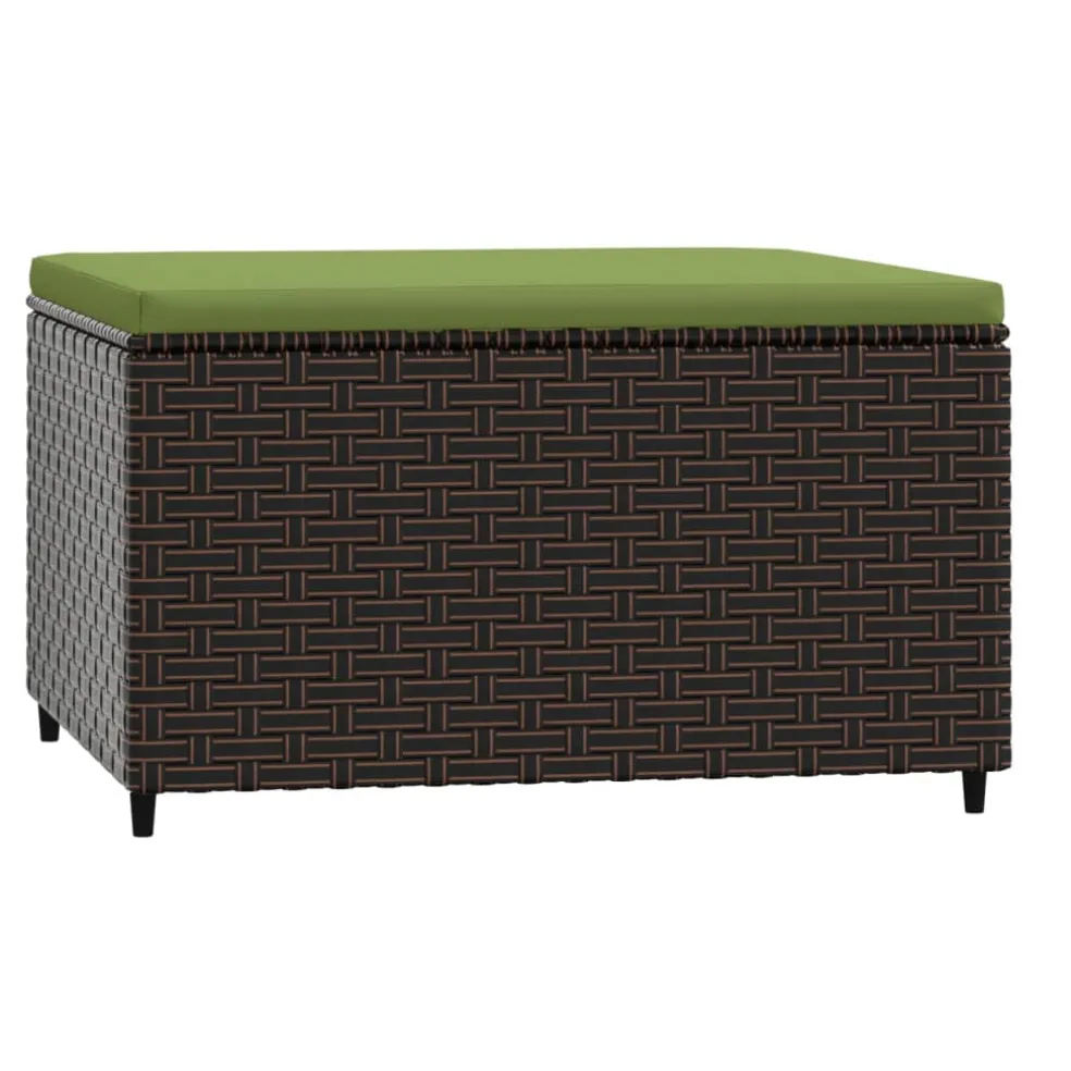 vidaXL Voetensteun met kussen poly rattan bruin