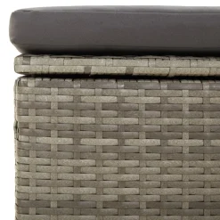 vidaXL Voetensteun met kussen 55x55x30 cm poly rattan grijs