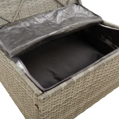 vidaXL Voetensteun met kussen 55x55x30 cm poly rattan grijs