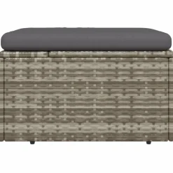 vidaXL Voetensteun met kussen 55x55x30 cm poly rattan grijs