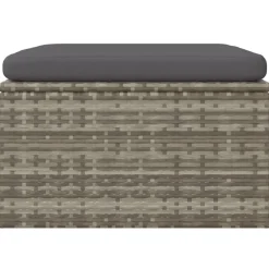 vidaXL Voetensteun met kussen 55x55x30 cm poly rattan grijs