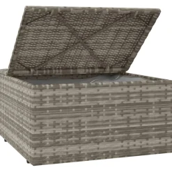 vidaXL Voetensteun met kussen 55x55x30 cm poly rattan grijs