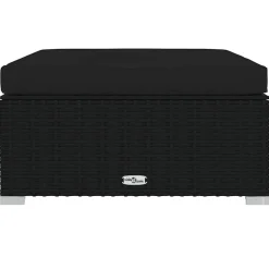 vidaXL Voetensteun met kussen 70x70x30 cm poly rattan zwart
